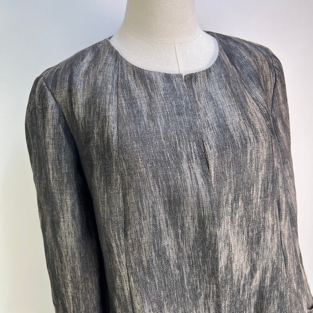 Eileen Fisher Linen Silk Herringbone Shadow Swing Jacket - Picture 2 of 11